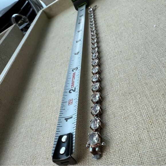 STERLING SILVER .925 TENNIS BRACELET WITH CLEAR STONES – 7.5” ✨ - Picture 3 of 16